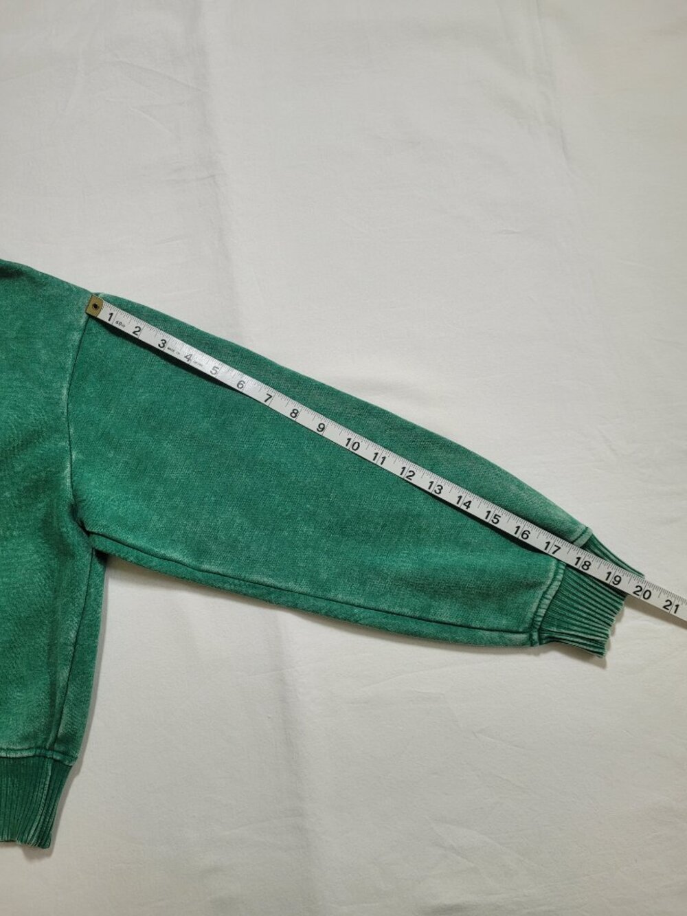 Zenana Acid Wash Fleece Half Zip Pullover Crop Sweatshirt Green Small Athleisure - Picture 8 of 10